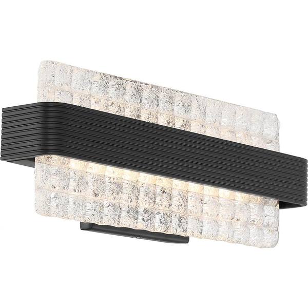12" 5 watt 120 volt 3000K Natural White Dimmable Matte Black Finish with Ice Cube Glass Vanity Light