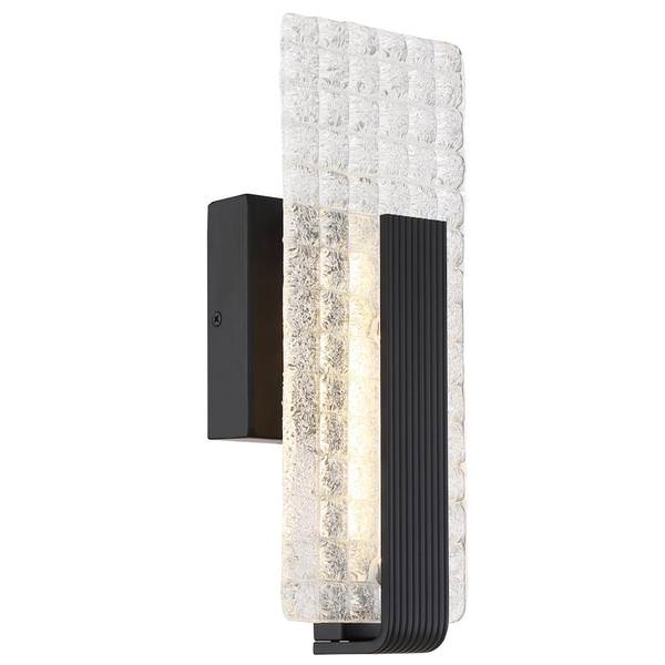 9 watt 120 volt 3000K Dimmable Matte Black Finishwith Ice Cube Glass LED Wall Sconce
