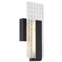 View 9 watt 120 volt 3000K Dimmable Matte Black Finishwith Ice Cube Glass LED Wall Sconce