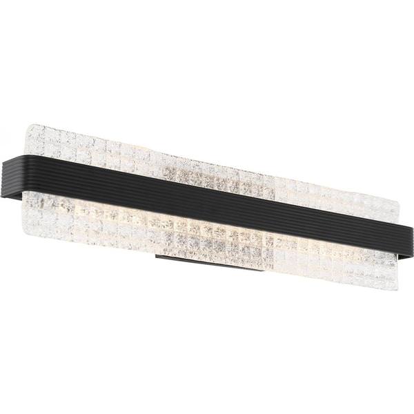24" 19 watt 120 volt 3000K Dimmable Matte Black Finish with Ice Cube Glass Vanity Light