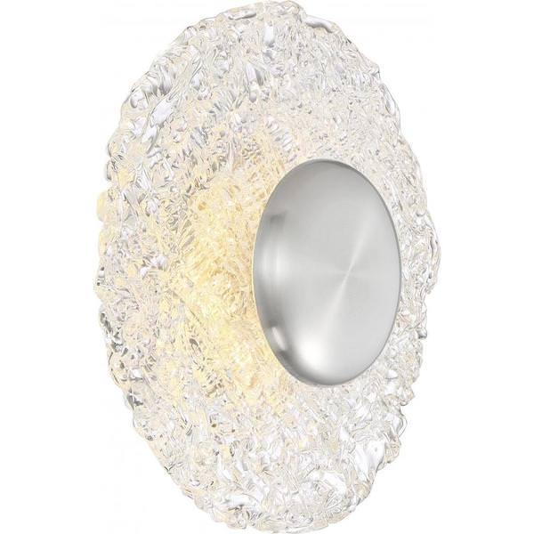 11 watt 120 volt 3000K Natural White Polished Nickel Woven Glass Shade LED Ceiling Light