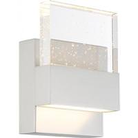 View 15 watt 120 volt 3000K Natural White Dimmable Polished Nickel Finish with Seeded Glass Shade LED Wall Sconce