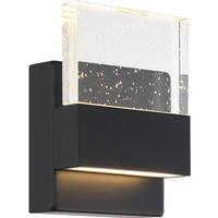 View 15 watt 120 volt 3000K Dimmable Matte Black Finish with Seeded Glass Shade LED Wall Sconce