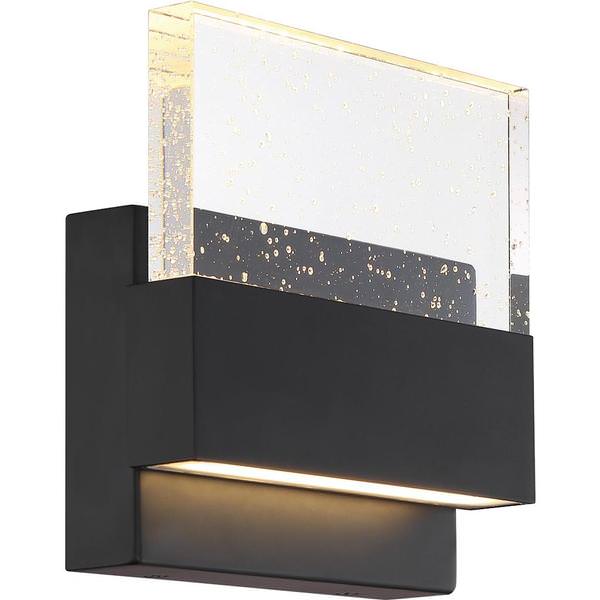 15 watt 120 volt 3000K Dimmable Matte Black Finish with Seeded Glass Shade LED Wall Sconce