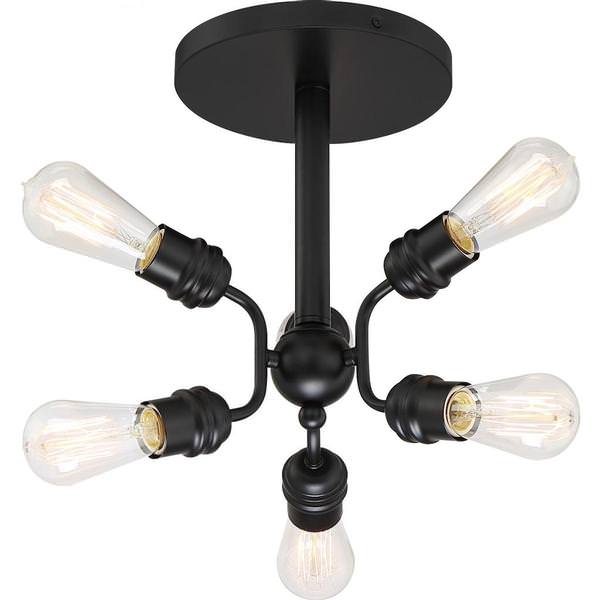6 Light Black Finish Semi-Flush Mount Fixture