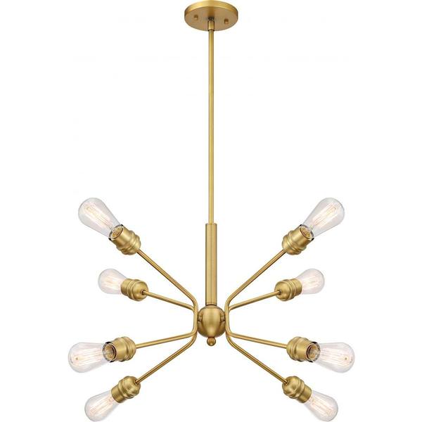 8 Light Brushed Brass Finish Pendant