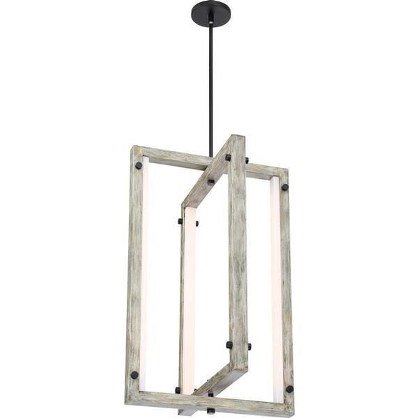 112 watt 120 volt 3000K Natural White Black Gray Wood Frame Dimmable LED Pendant Light