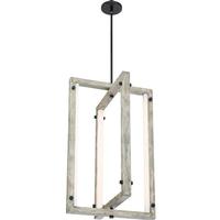 View 112 watt 120 volt 3000K Natural White Black Gray Wood Frame Dimmable LED Pendant Light