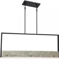 View 39 watt 120 volt 3000K Natural White Black Gray Wood Frame LED Pendant Light Dimmable