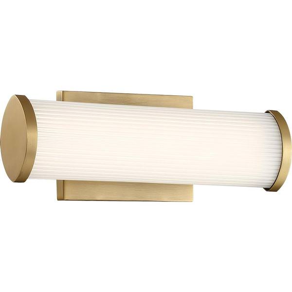 12" 13 watt 120 volt 3000K Dimmable Brushed Brass Striped Acrylic Lens Vanity Light