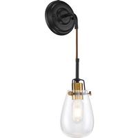 Nuvo Lighting 1 Light Black Finish with Vintage Brass Accents Wall Sconce