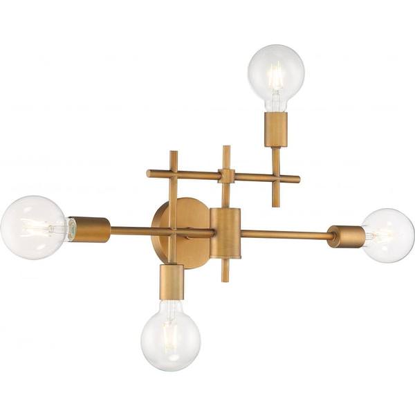 4 Light Aged Gold Finish Vanity Light