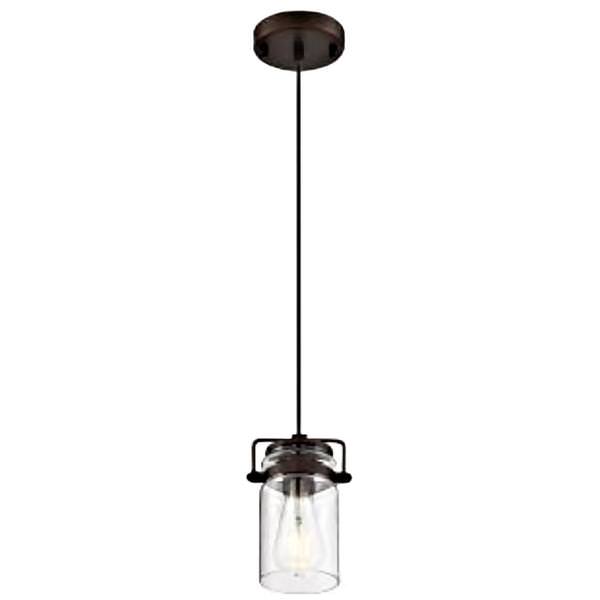1 Light Mahogany Bronze Finish with Clear Glass Shade Mini Pendant