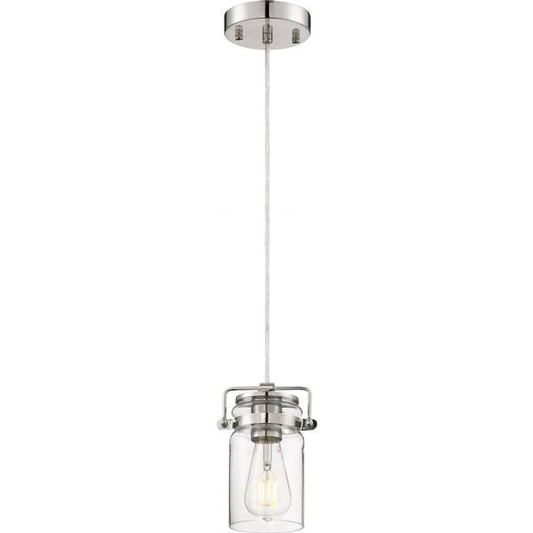 1 Light Polished Nickel Finish with Clear Glass Shade Mini Pendant