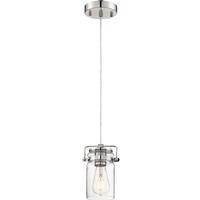 Nuvo Lighting 1 Light Polished Nickel Finish with Clear Glass Shade Mini Pendant