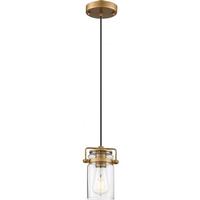 Nuvo Lighting 1 Light Vintage Brass Finish with Clear Glass Shade Mini Pendant