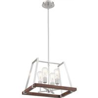 Nuvo Lighting 4 Light Brushed Nickel Finish with Nutmeg Wood Accents Pendant