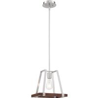 Nuvo Lighting 1 Light Brushed Nickel Finish with Nutmeg Wood Accents Mini Pendant