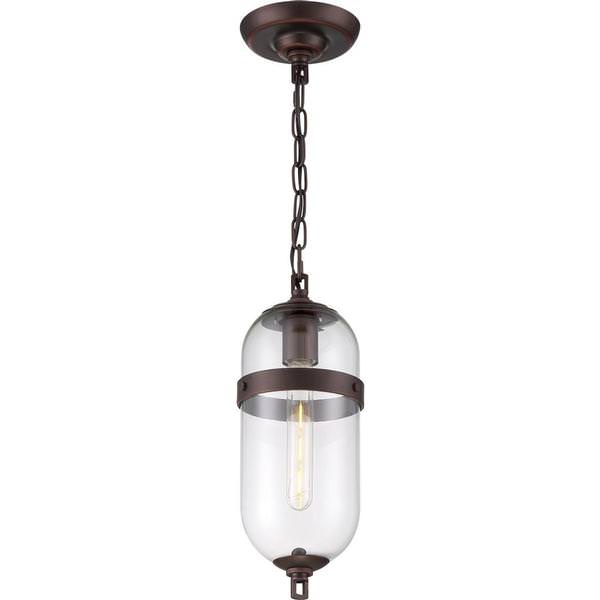1 Light Mahogany Bronze Finish Clear Glass Shade Mini Pendant