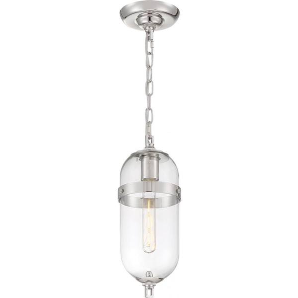 1 Light Polished Nickel Finish Clear Glass Shade Mini Pendant