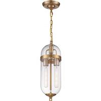Nuvo Lighting 2 Light Vintage Brass Finish Clear Glass Shade Pendant