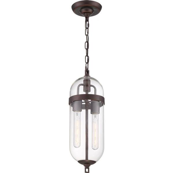 2 Light Mahogany Bronze Finish Clear Glass Shade Pendant