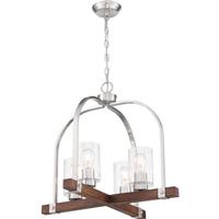 Nuvo Lighting 4 Light Brushed Nickel Finish with Nutmeg Wood Accents Chandelier