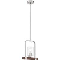 Nuvo Lighting 1 Light Brushed Nickel Finish with Nutmeg Wood Accents Mini Pendant