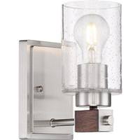 Nuvo Lighting 1 Light Brushed Nickel Finish with Nutmeg Wood Accents Vanity Light