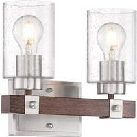 Nuvo Lighting 2 Light Brushed Nickel Finish with Nutmeg Wood Accents Vanity Light