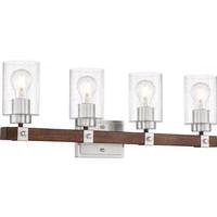Nuvo Lighting 4 Light Brushed Nickel Finish with Nutmeg Wood Accents Vanity Light