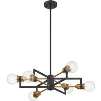 Nuvo Lighting 6 Light Black Finish with Warm Brass Accents Chandelier
