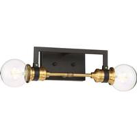 Nuvo Lighting 2 Light Black Finish with Warm Brass Accents Vanity Light