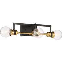 Nuvo Lighting 3 Light Black Finish with Warm Brass Accents Vanity Light
