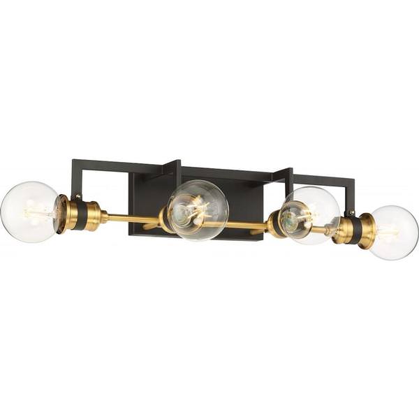 4 Light Black Finish with Warm Brass Accents Vanity Light