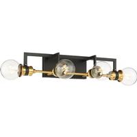 Nuvo Lighting 4 Light Black Finish with Warm Brass Accents Vanity Light