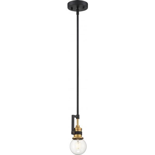 1 Light Black Finish with Warm Brass Accents Mini Pendant