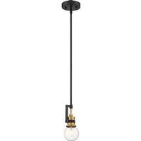 Nuvo Lighting 1 Light Black Finish with Warm Brass Accents Mini Pendant