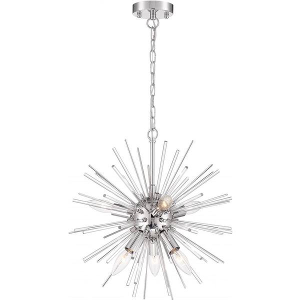 8 Light Polished Nickel Finish with Glass Rods Chandelier