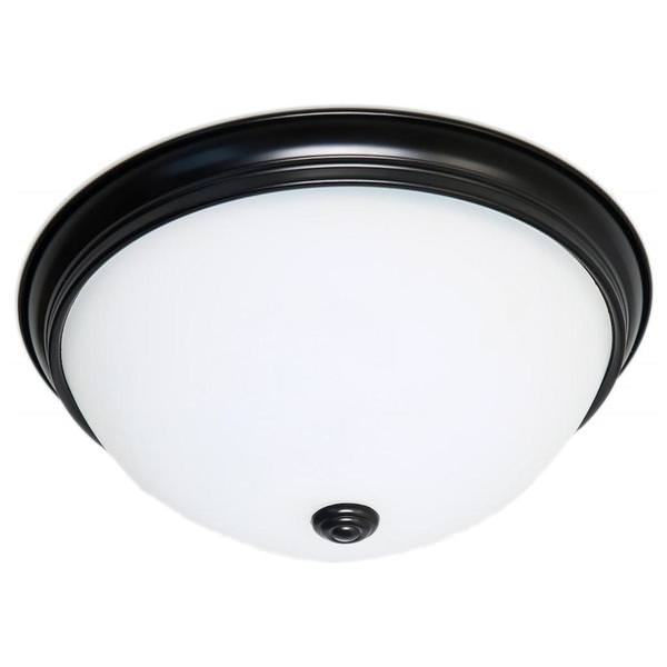 13" 23.5 watt 120 volt 3000K Natural White Mahogany Bronze Frosted Glass Shade LED Ceiling Light