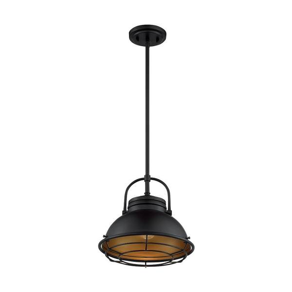 1 Light 120 volt Dark Bronze with Gold Accents Pendant Light Fixture