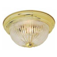 Nuvo Lighting 2 Light 11" Round Polished Brass Clear Ribbed Glass Shade Ceiling Light Fixture