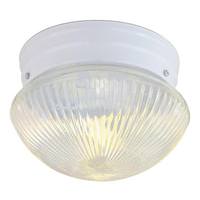 Nuvo Lighting 1 Light 8" Round White Clear Ribbed Glass Mushroom Shade Ceiling Light Fixture