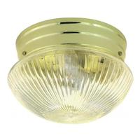 Nuvo Lighting 1 Light 8" Round Polished Brass Clear Ribbed Glass Mushroom Shade Ceiling Light Fixture