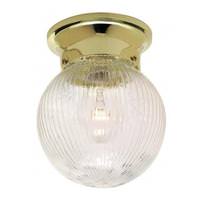 Nuvo Lighting 1 Light Polished Brass Clear Ribbed Glass Ball Shade Ceiling Light Fixture
