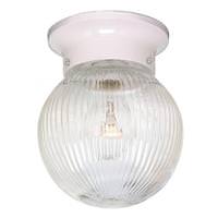 Nuvo Lighting 1 Light White Clear Ribbed Glass Ball Shade Ceiling Light Fixture