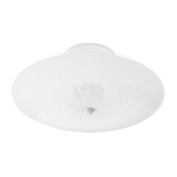 2 Light 12" Round White Sunburst Glass Shade Ceiling Light Fixture