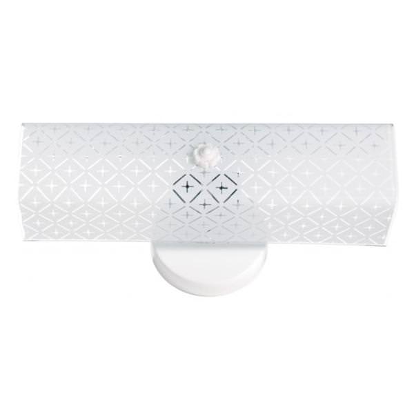 2 Light White Diamond Cut Out U-Channel Glass Shade Vanity Light Fixture