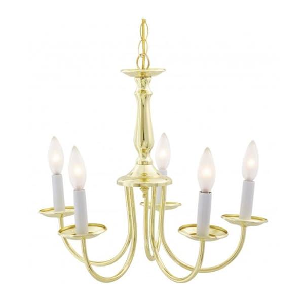 5 Light Polished Brass Candlesticks Chandelier Light Fixture