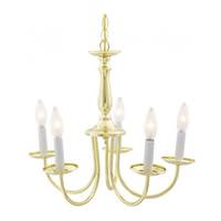 Nuvo Lighting 5 Light Polished Brass Candlesticks Chandelier Light Fixture